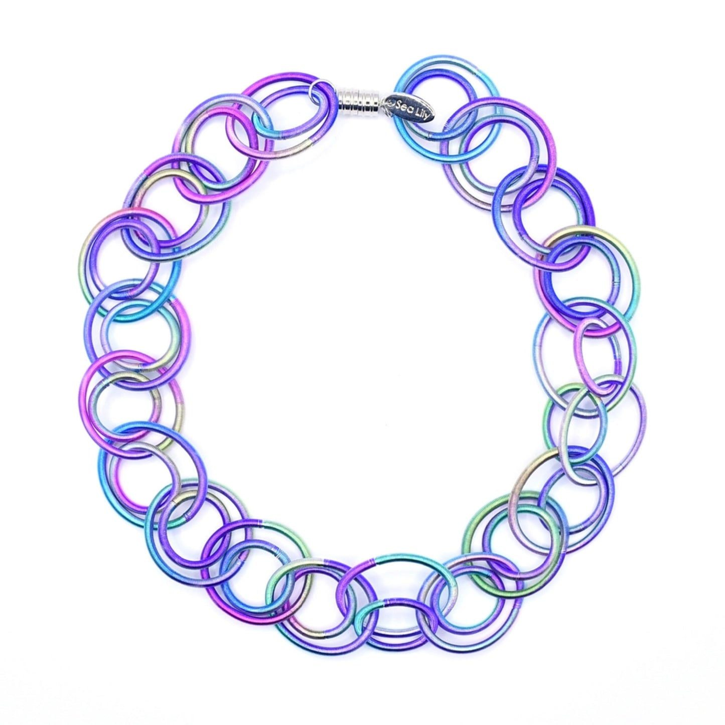Piano Wire Large Loops Necklace, Multicolor