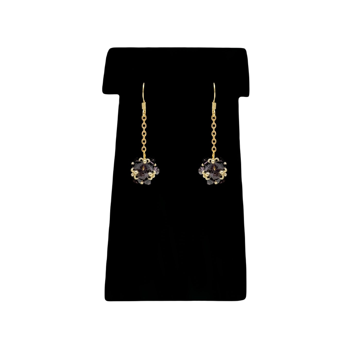 Beadsong Jewelry Purple Crystal Ball Drop Earrings, Gold