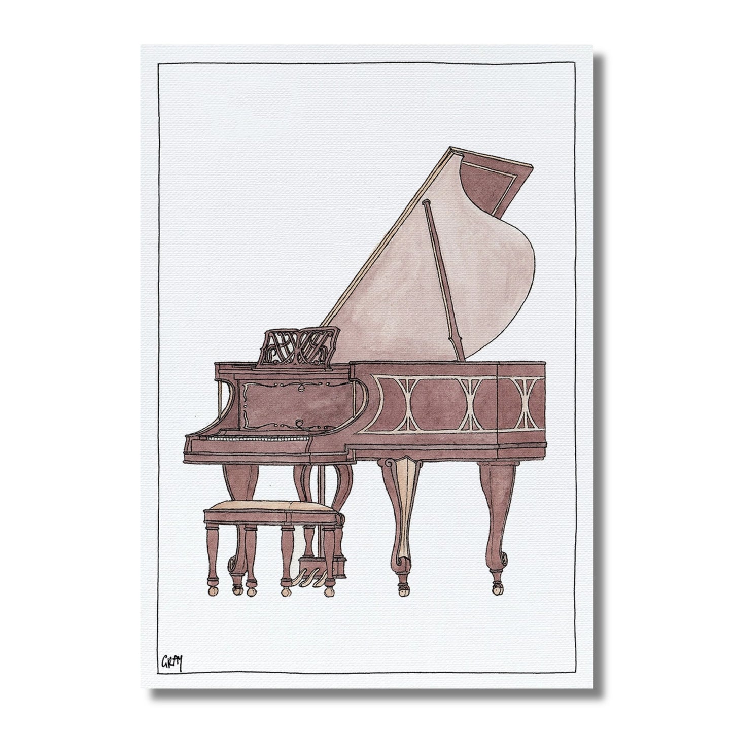 Blank Card — Grand Piano Illustration