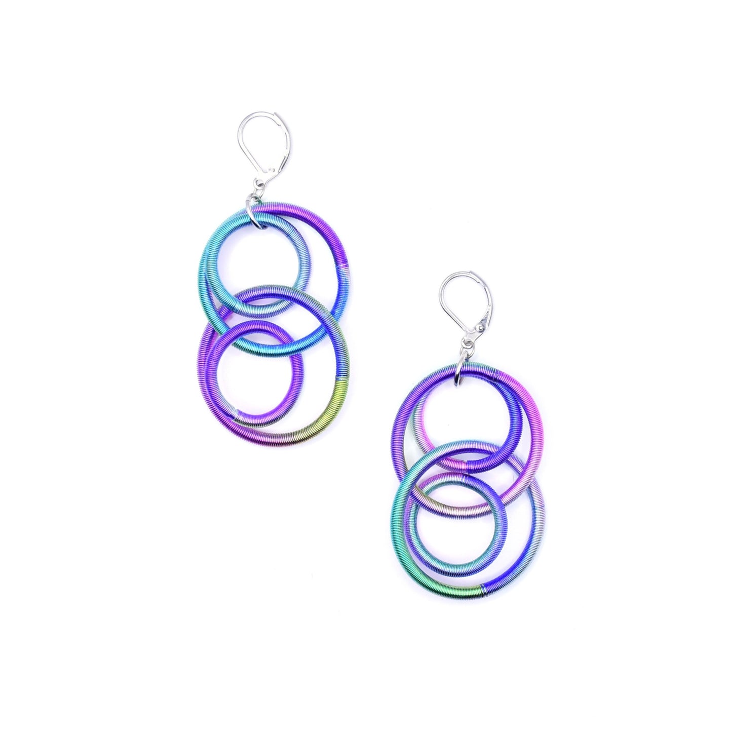 Piano Wire Large Loop Earrings, Multicolor