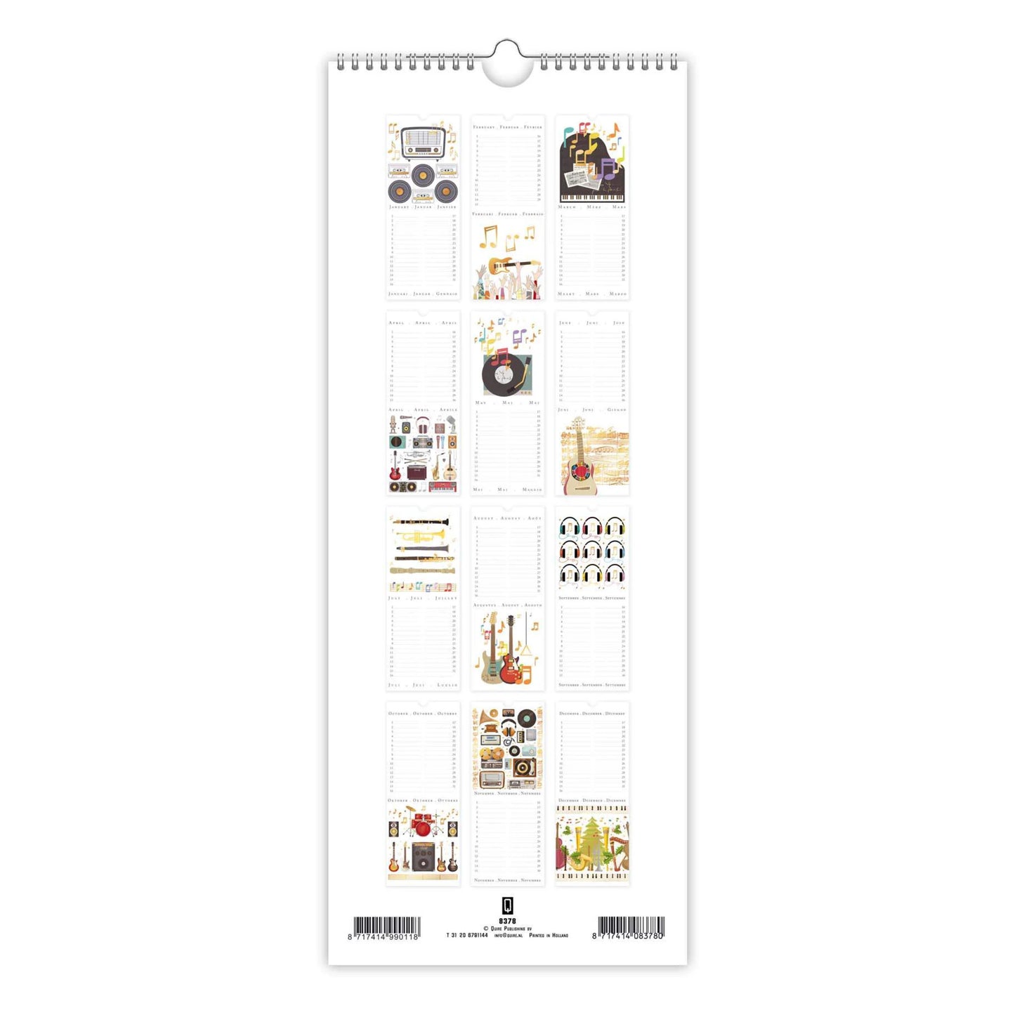 Musical Instruments Birthday Calendar, Narrow