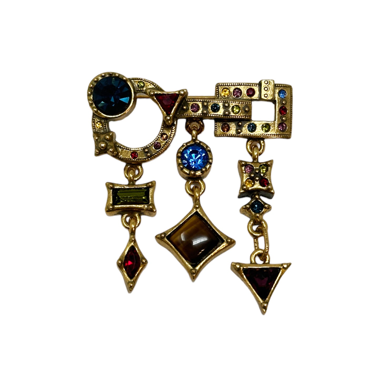 Patricia Locke Colosseum Brooch in Gold Harlequin