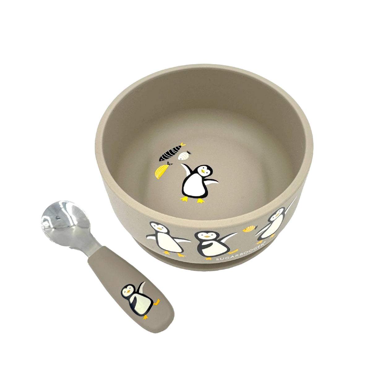 Dancing Penguins Suction Bowl & Spoon Set