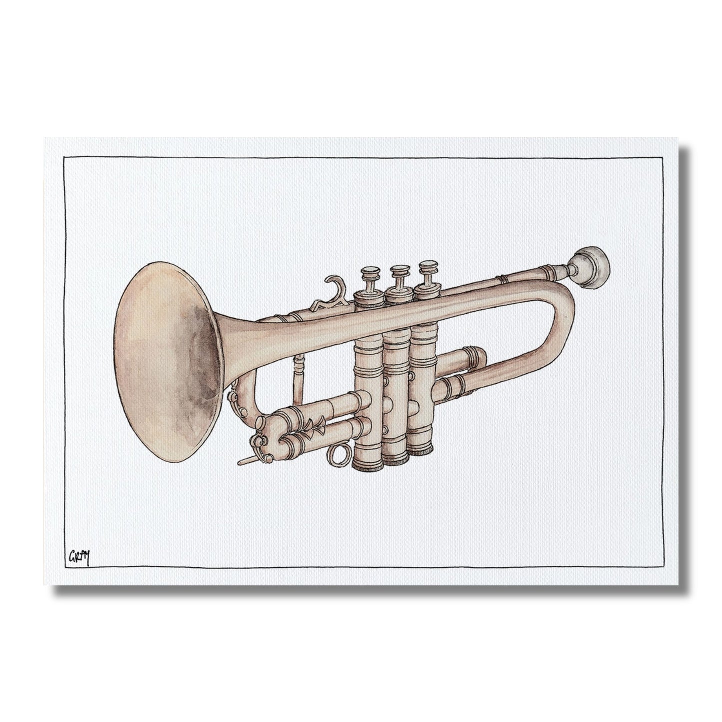 Blank Card — Trumpet Illustration
