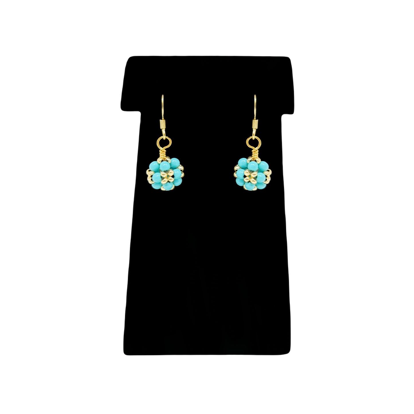 Beadsong Jewelry Turquoise Ball Earrings, Gold