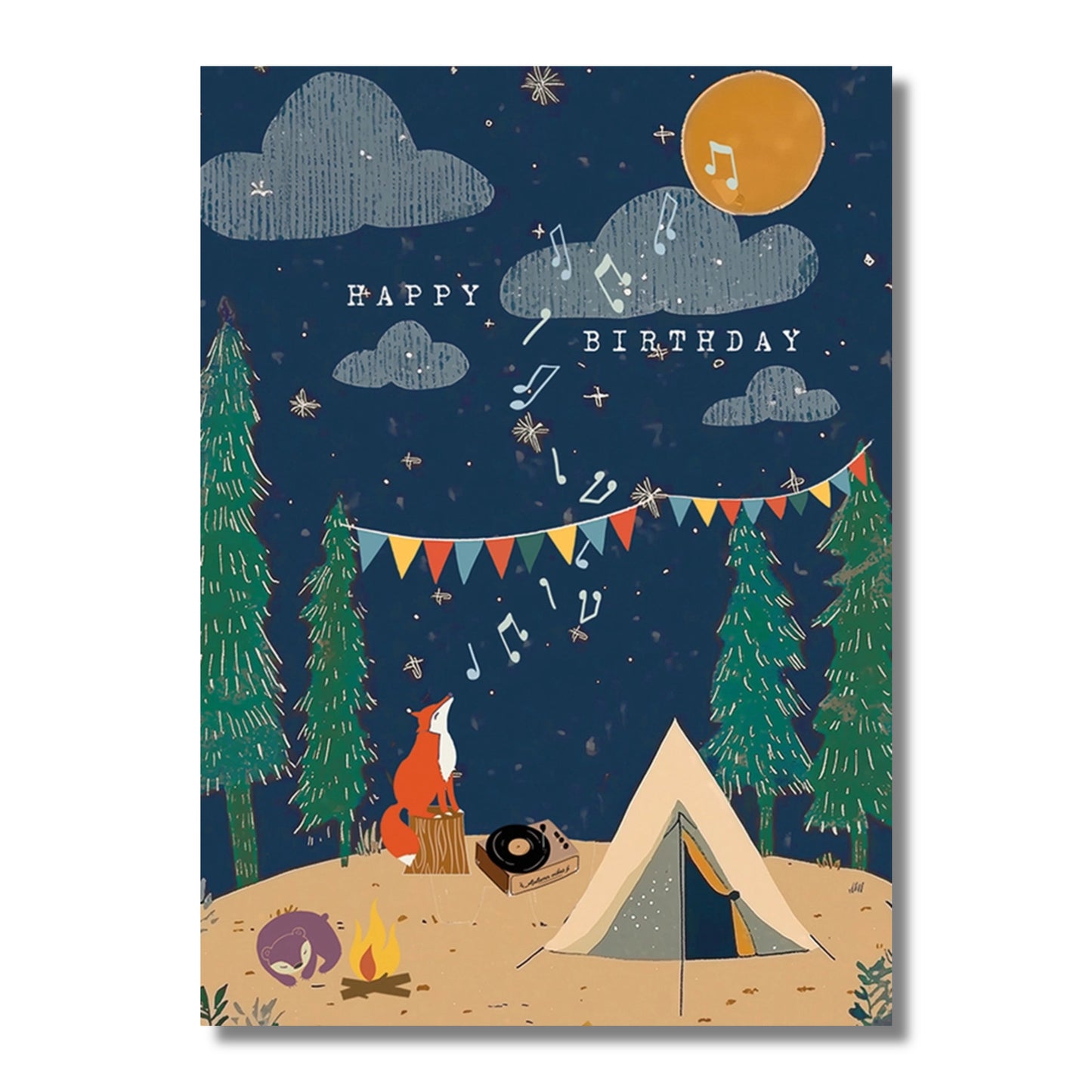 Birthday Card — Fox at the Campsite