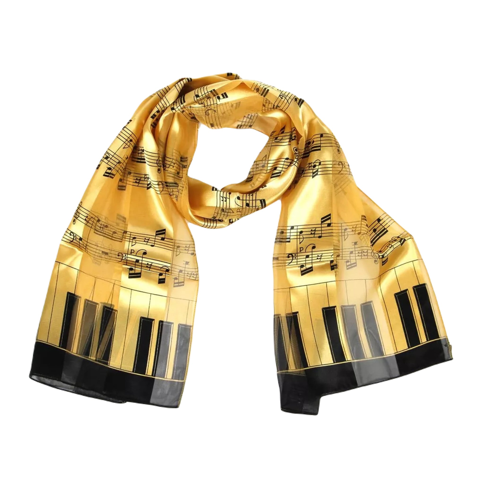 Music Staff with Keyboard Border Scarf, Gold – The Symphony Store
