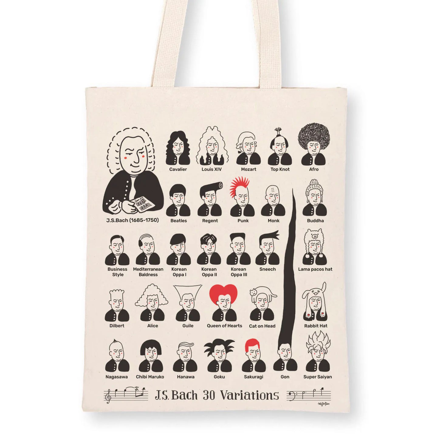 30 Hairstyles of Bach Tote Bag