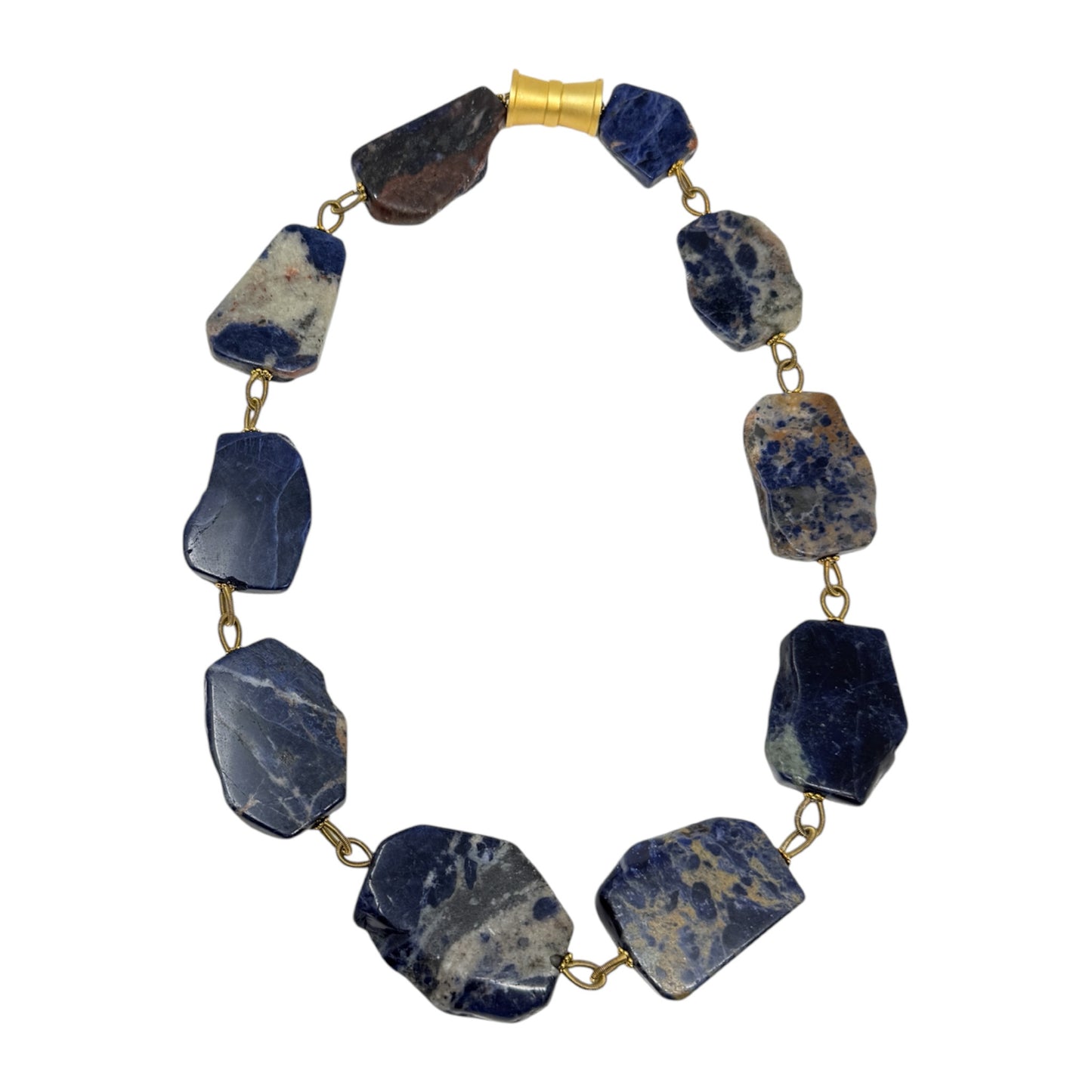 Sodalite Necklace with Piano Wire Connections