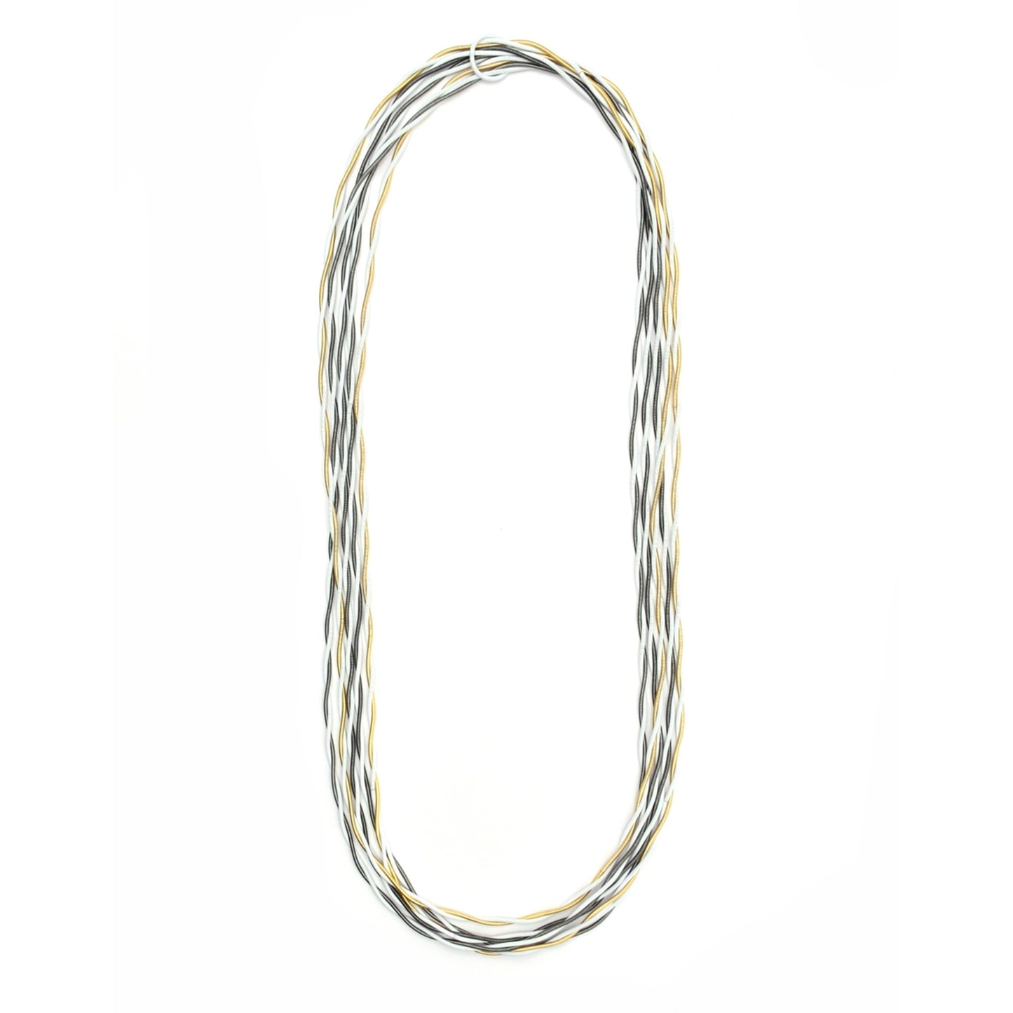 Piano Wire Twists Long Necklace, Gold/White