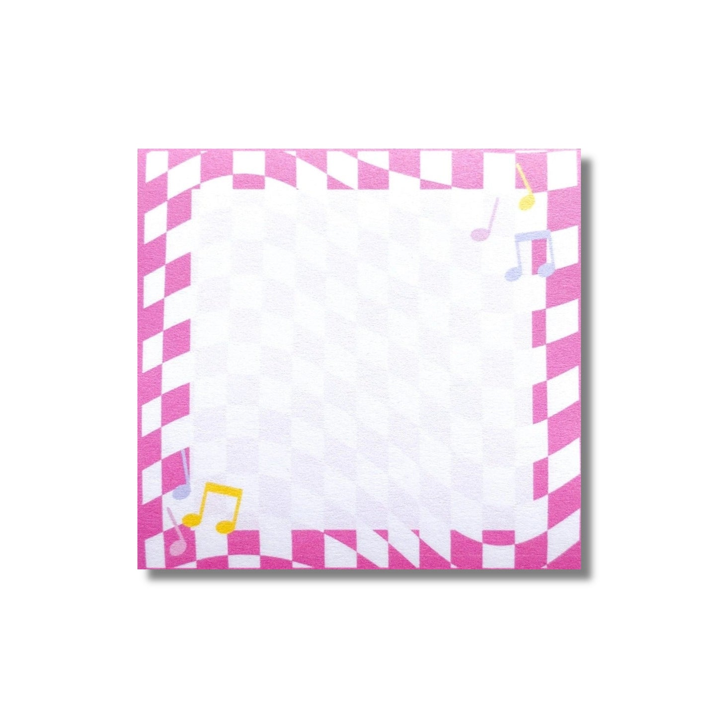 Music Notes Checkerboard Sticky Notes, Pink