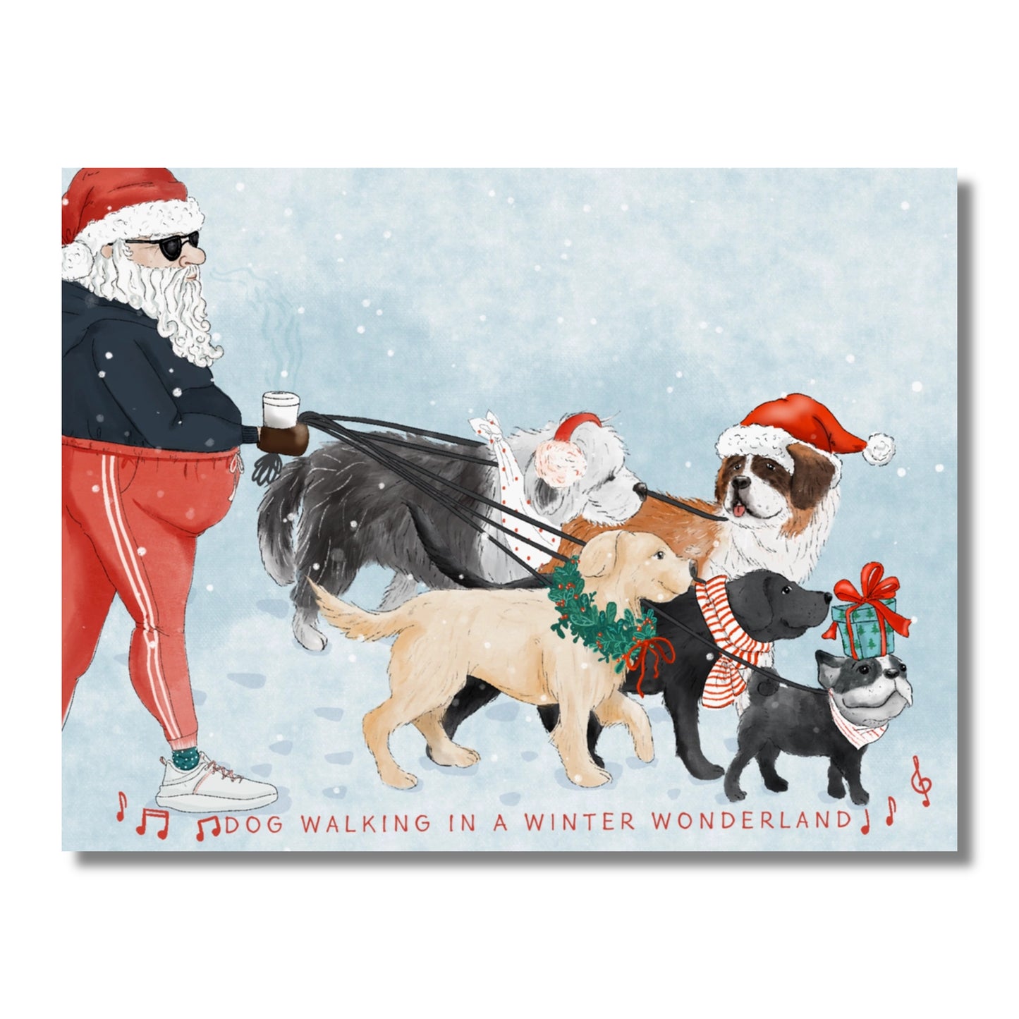 Christmas Card — Dog Walking in a Winter Wonderland