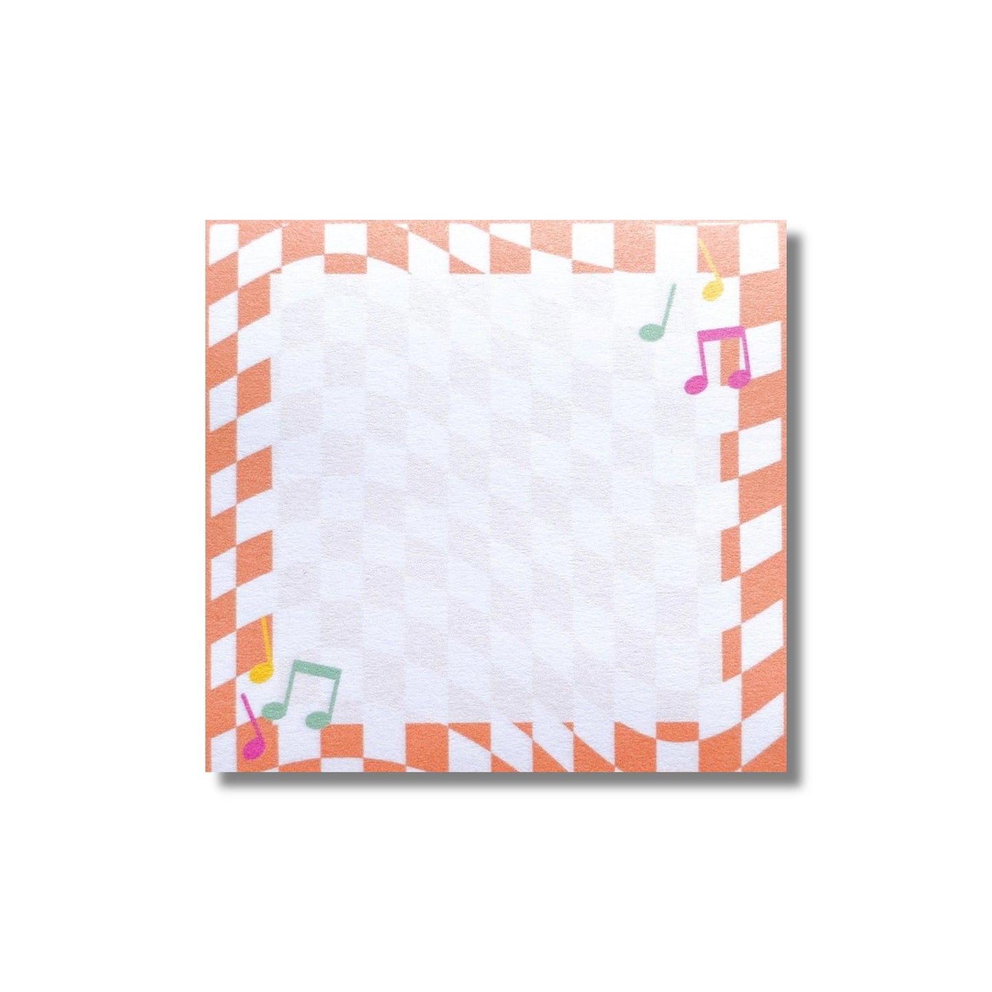 Music Notes Checkerboard Sticky Notes, Orange