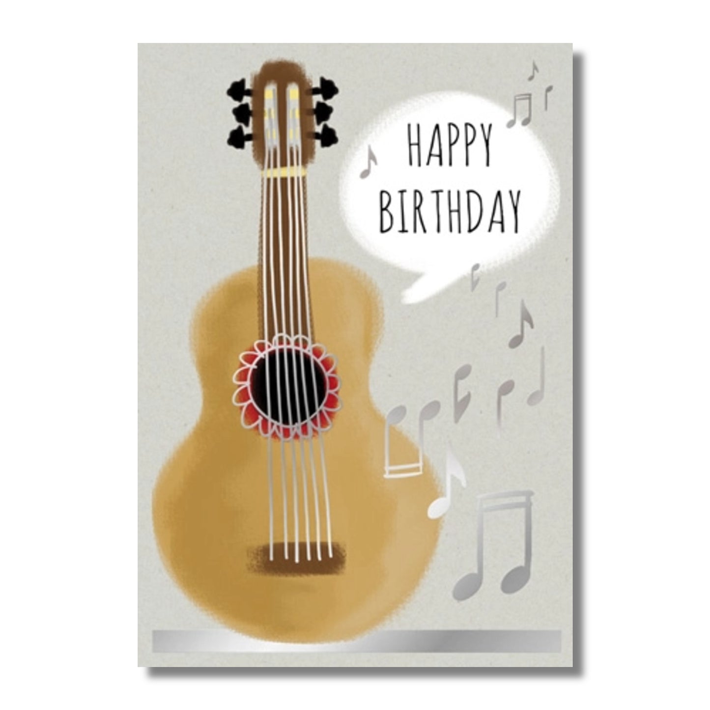 Birthday Card — Guitar with Metallic Notes