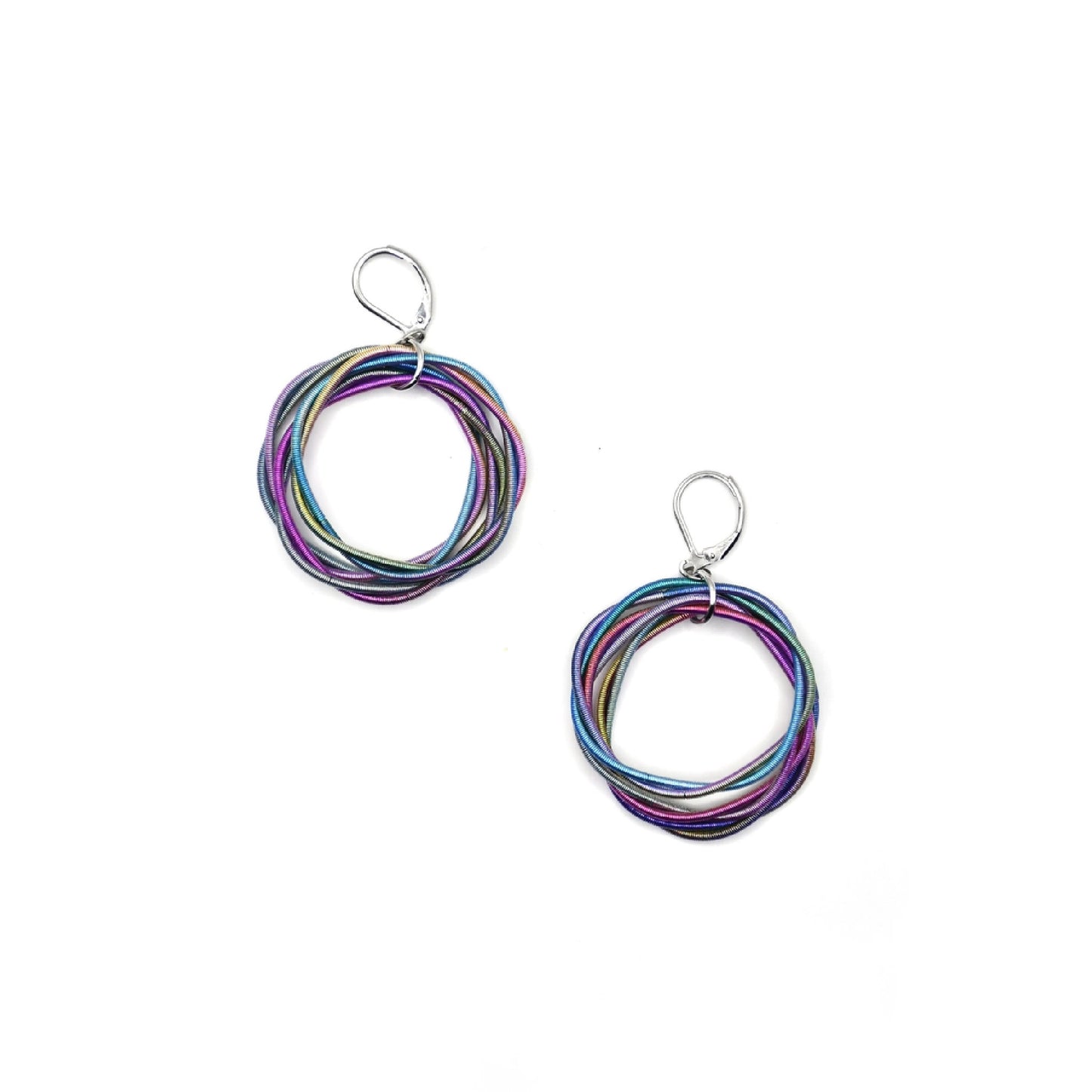 Piano Wire Twisted Loops Earrings, Multicolor