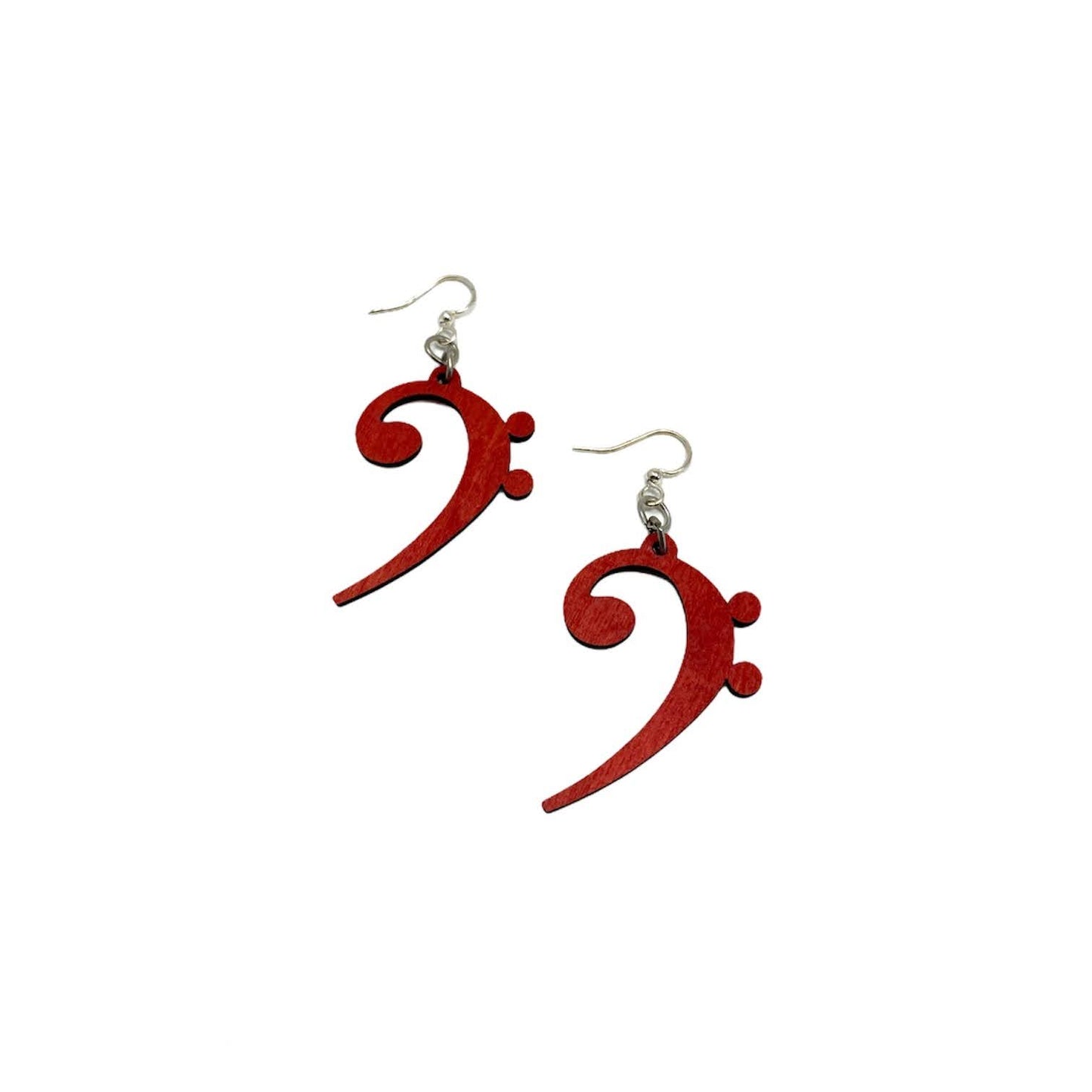 Bass Clef Earrings, Wood