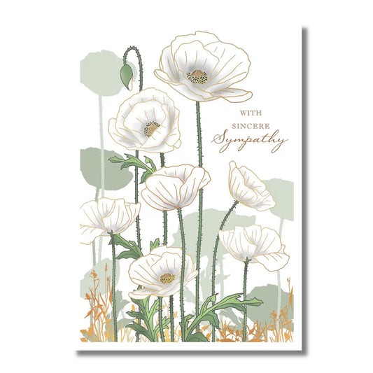Sympathy Card — White Stemmed Flowers