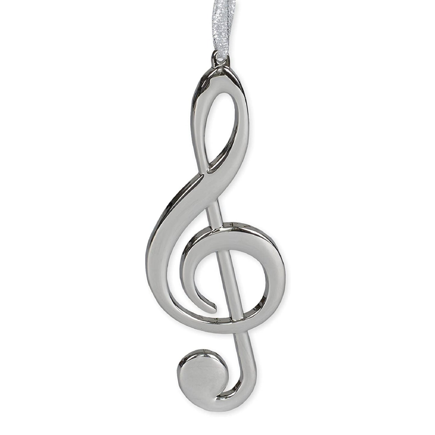 Treble Clef Ornament, Silver