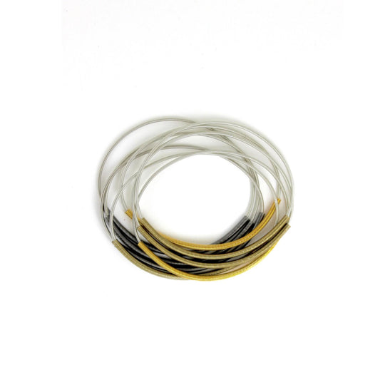 Piano Wire Bangles, Sleeved Silver