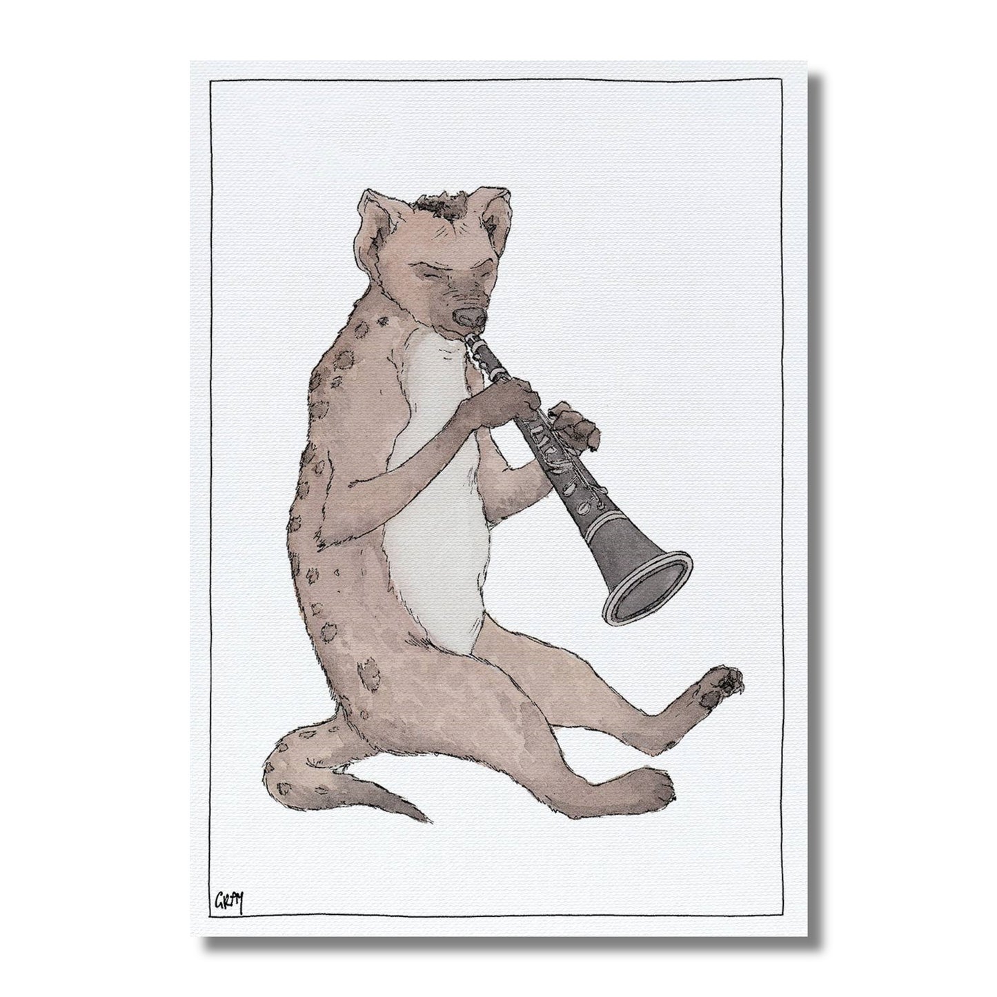 Blank Card — Hyena Playing the Clarinet
