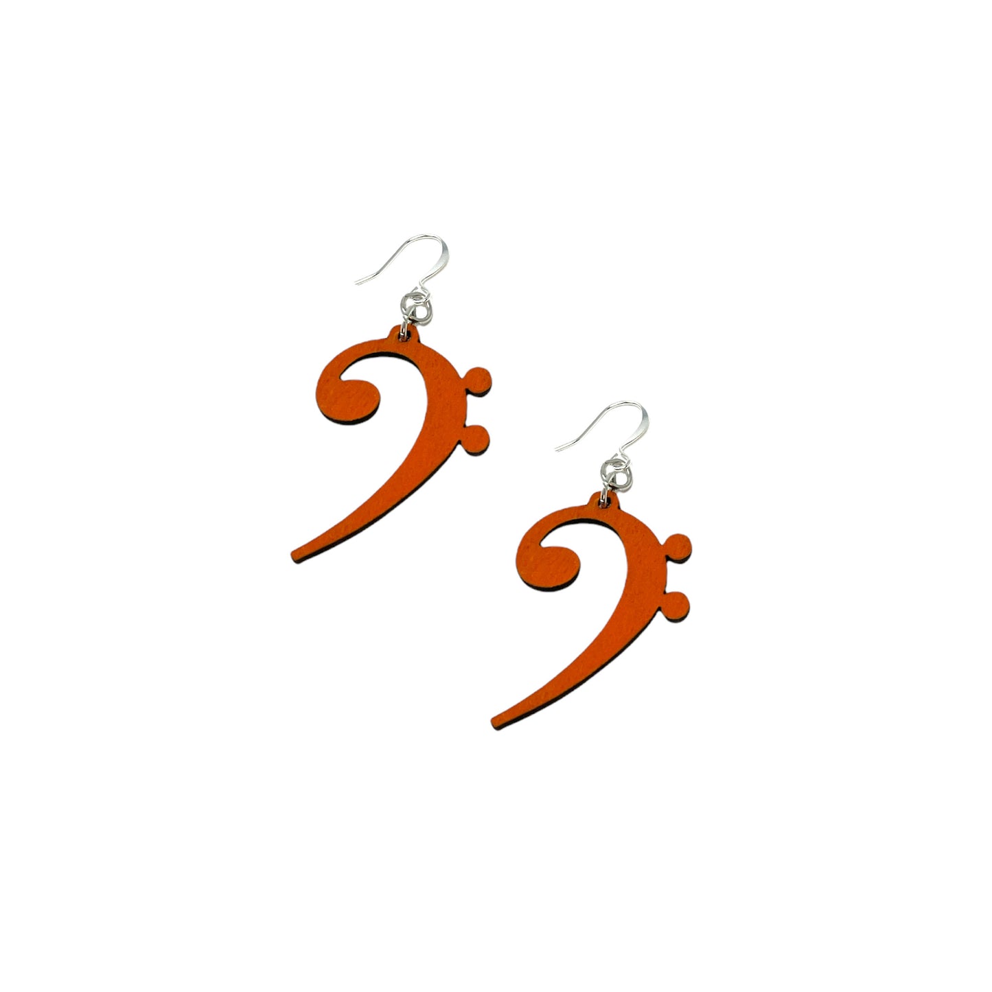 Bass Clef Earrings, Wood