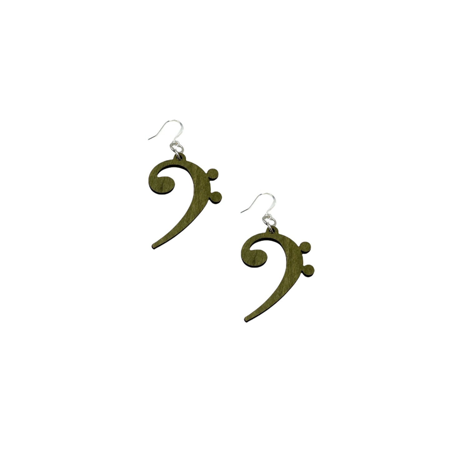 Bass Clef Earrings, Wood