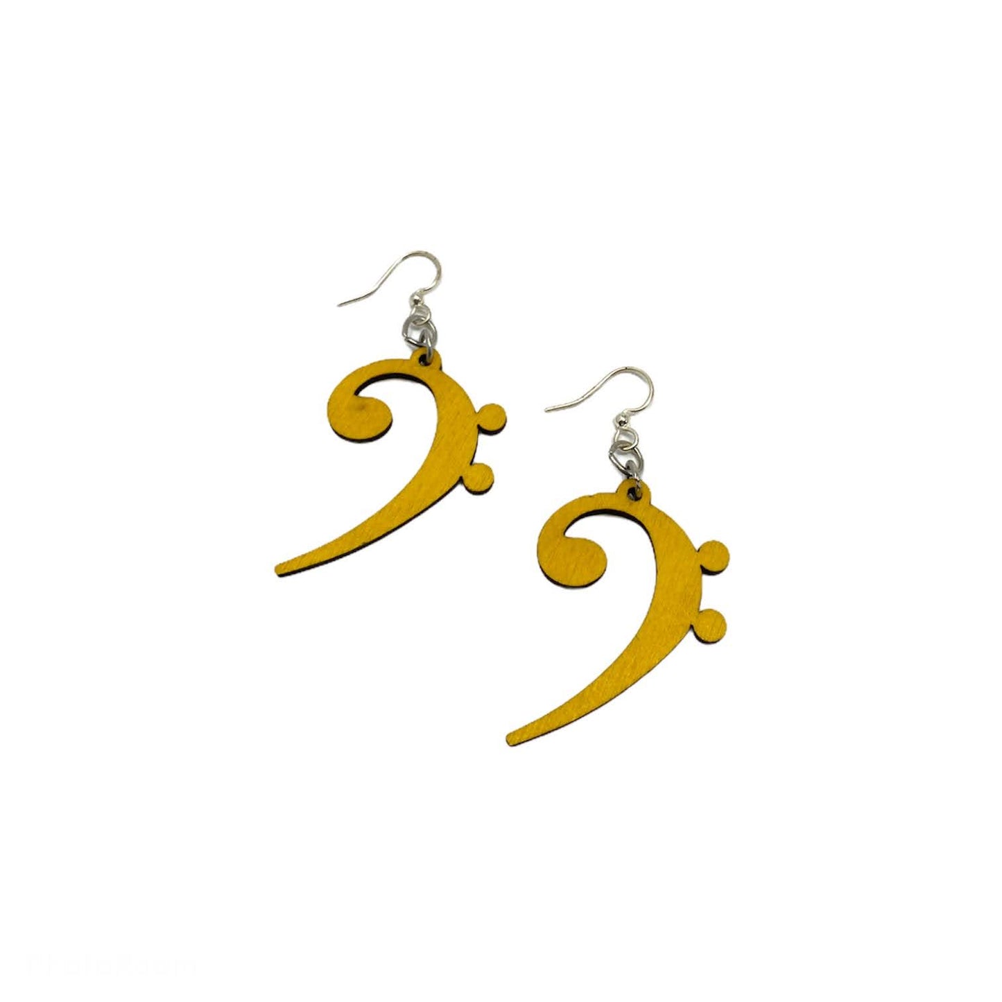 Bass Clef Earrings, Wood