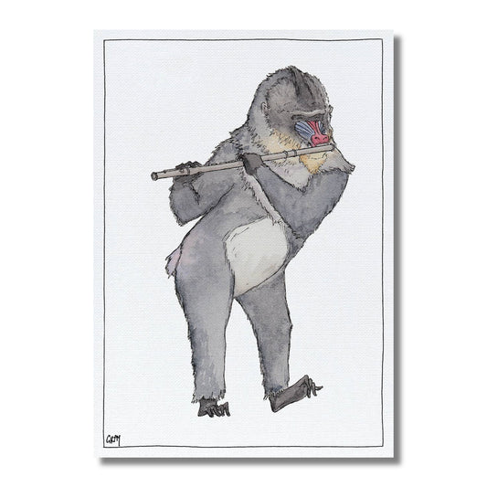 Blank Card — Mandrill Playing the Flute