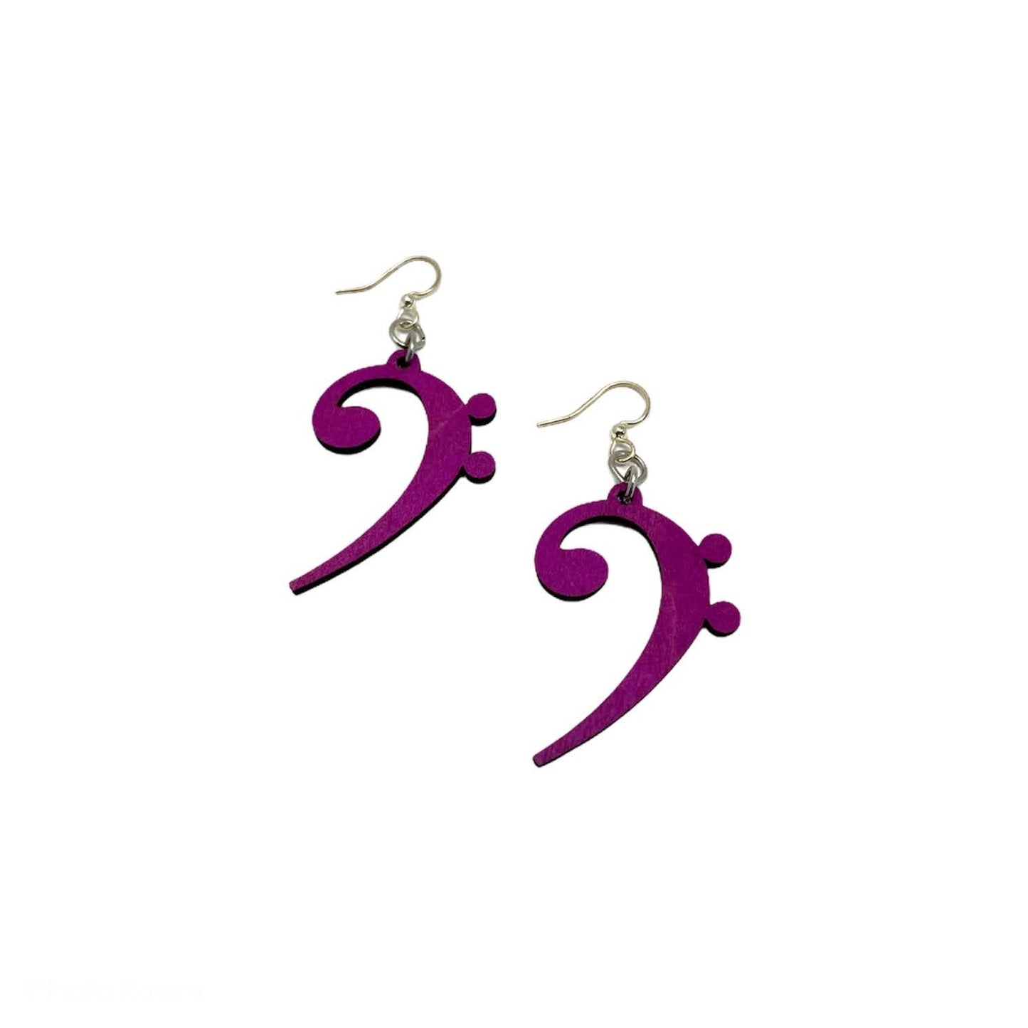 Bass Clef Earrings, Wood