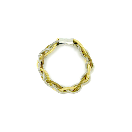 Piano Wire Braid Bracelet, Gold & Silver