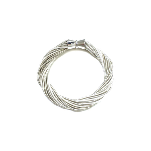 Piano Wire Twist Bracelet, Silver
