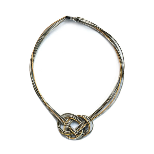 Piano Wire Celtic Knot Necklace, Gold & Silver