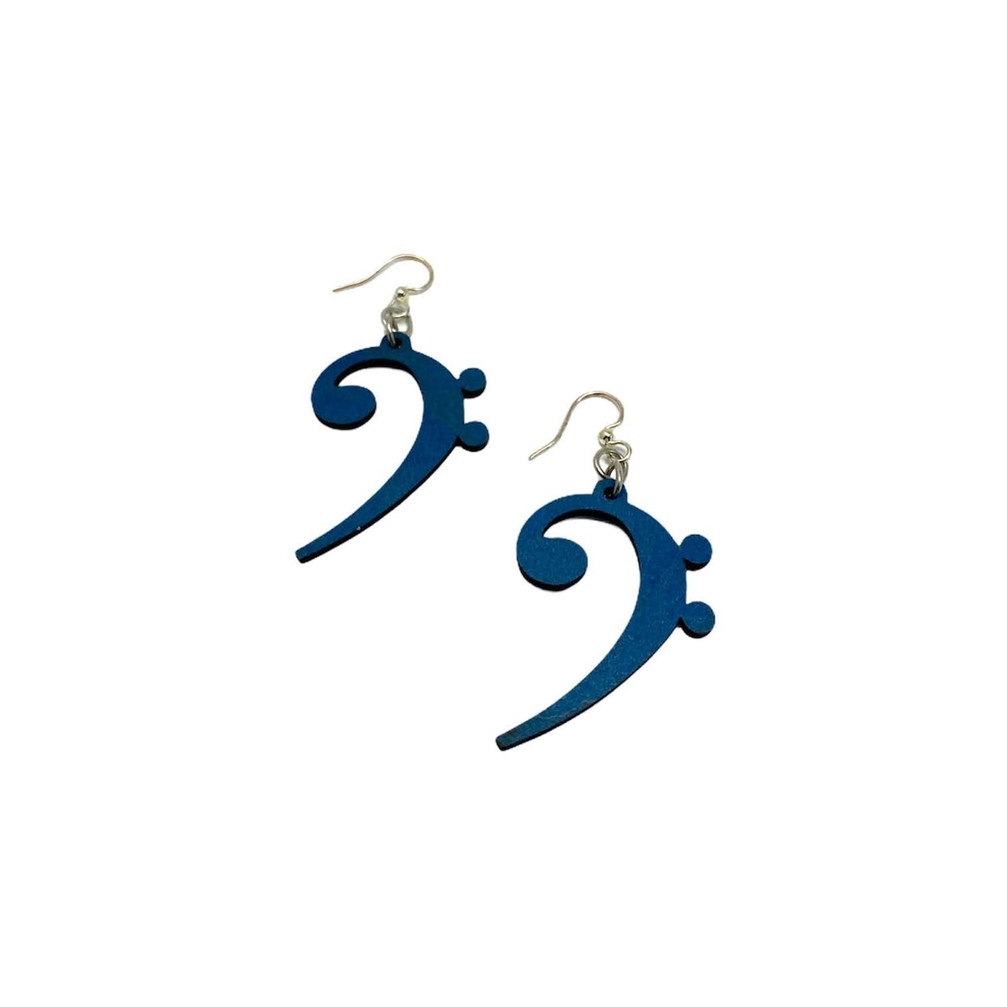 Bass Clef Earrings, Wood