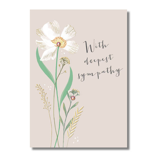 Sympathy Card — White Crystal Flower