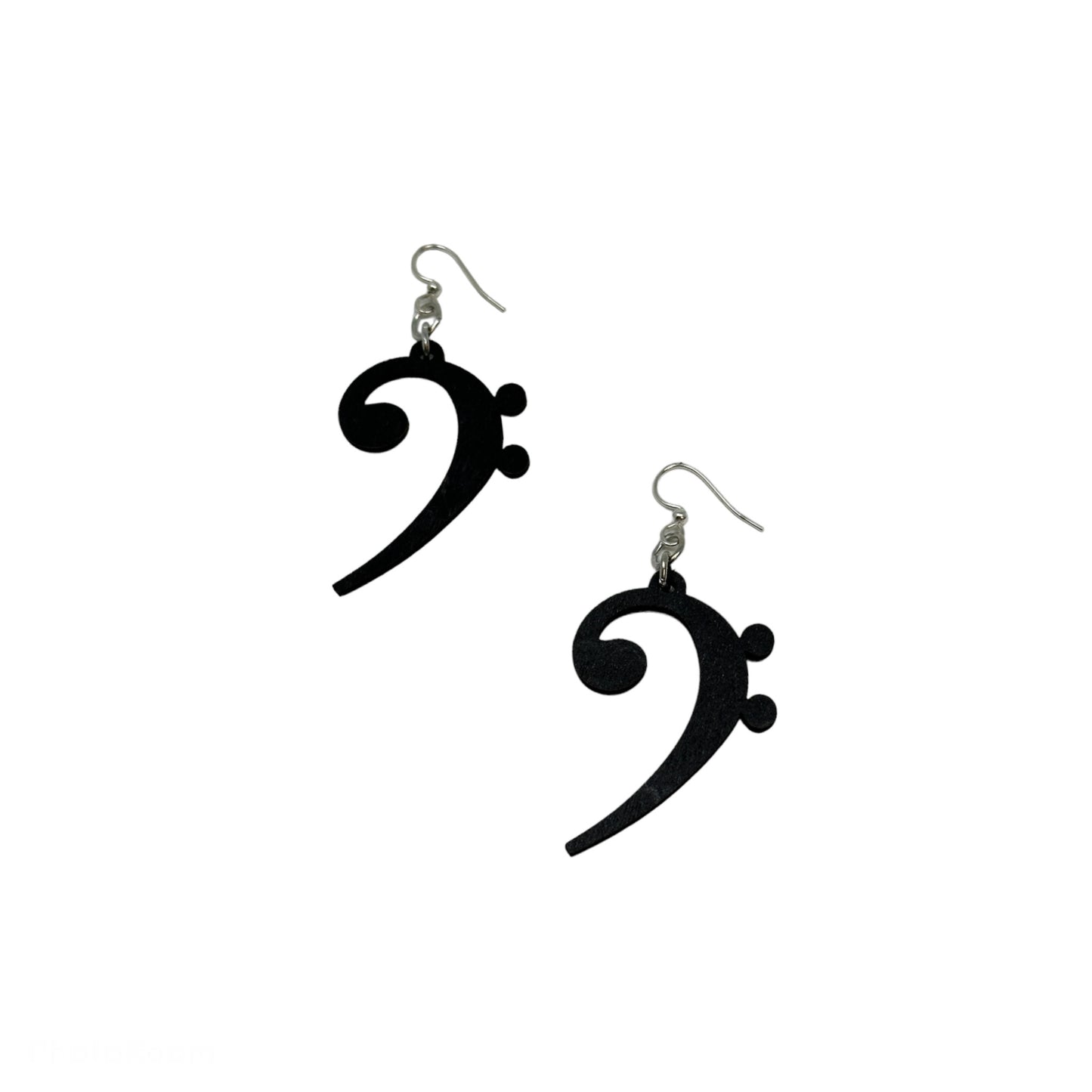 Bass Clef Earrings, Wood