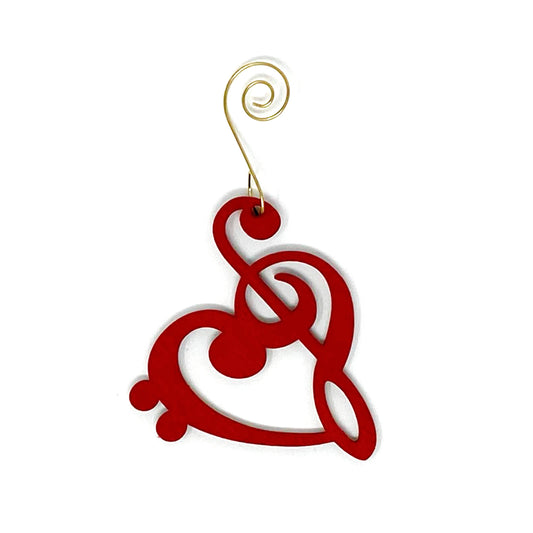 Clef Heart Ornament, Red