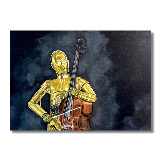 Blank Card — C-3PO Playing the String Bass