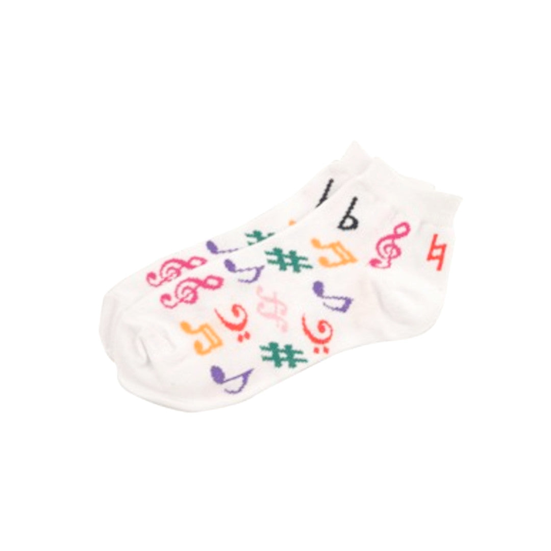 Music Notes Women's Ankle Socks, White