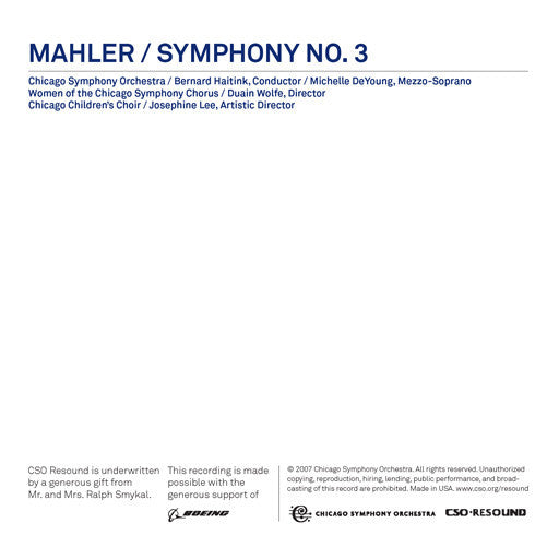 Mahler: Symphony No. 3, Haitink