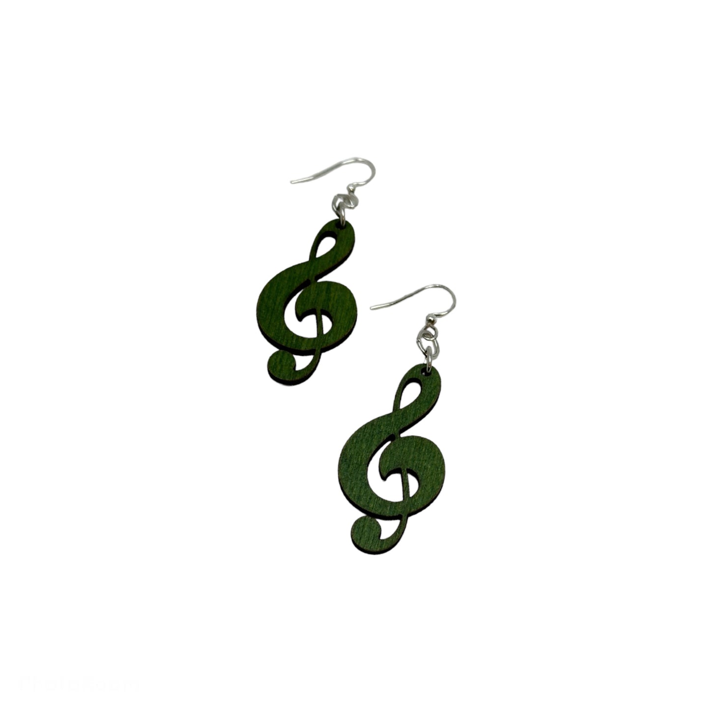 Treble Clef Earrings, Wood
