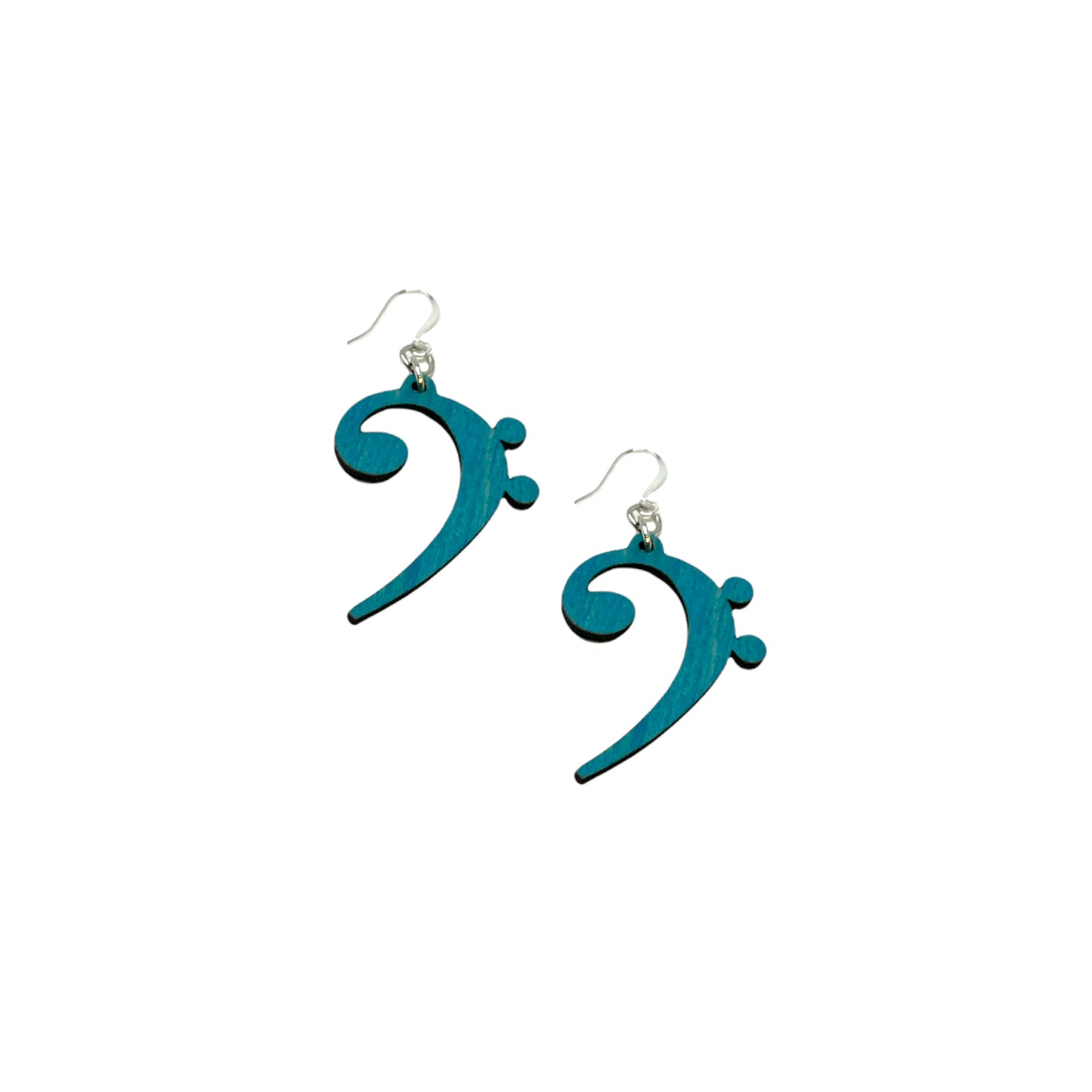 Bass Clef Earrings, Wood