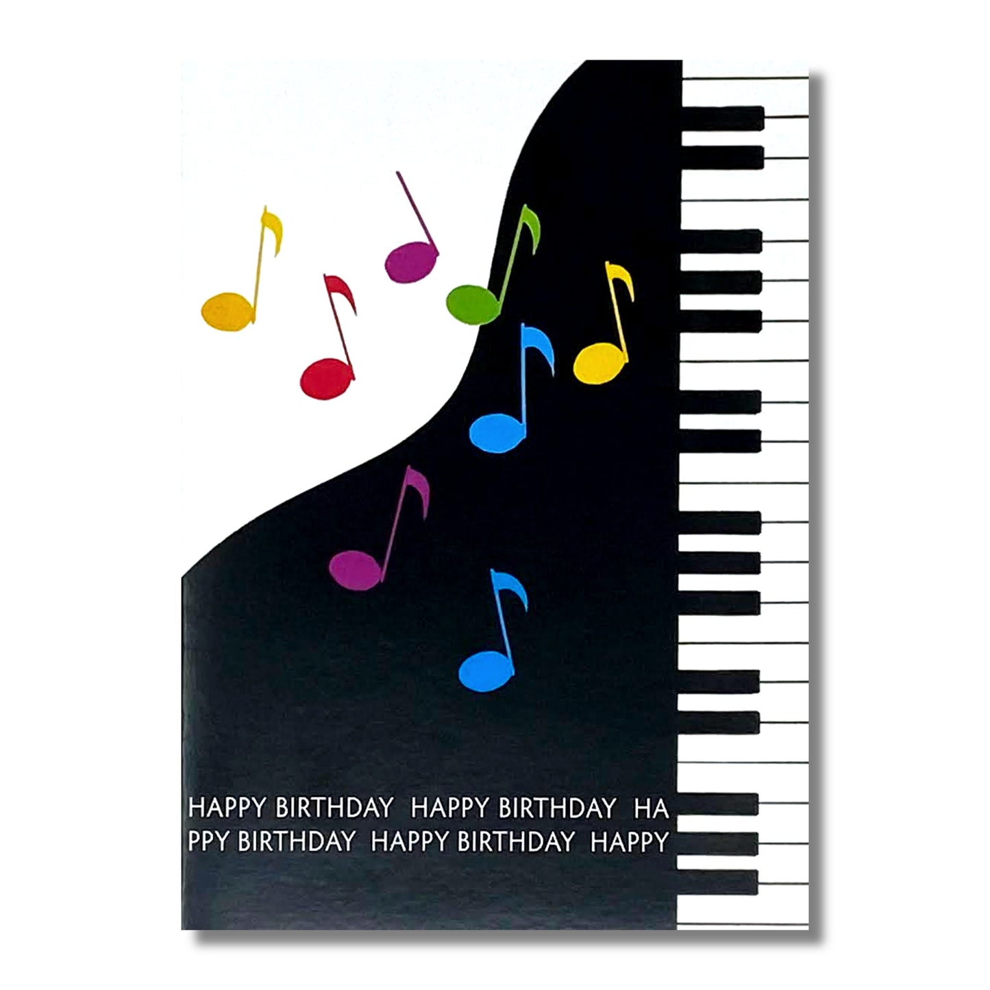 Birthday Card — Piano with Multicolor Notes