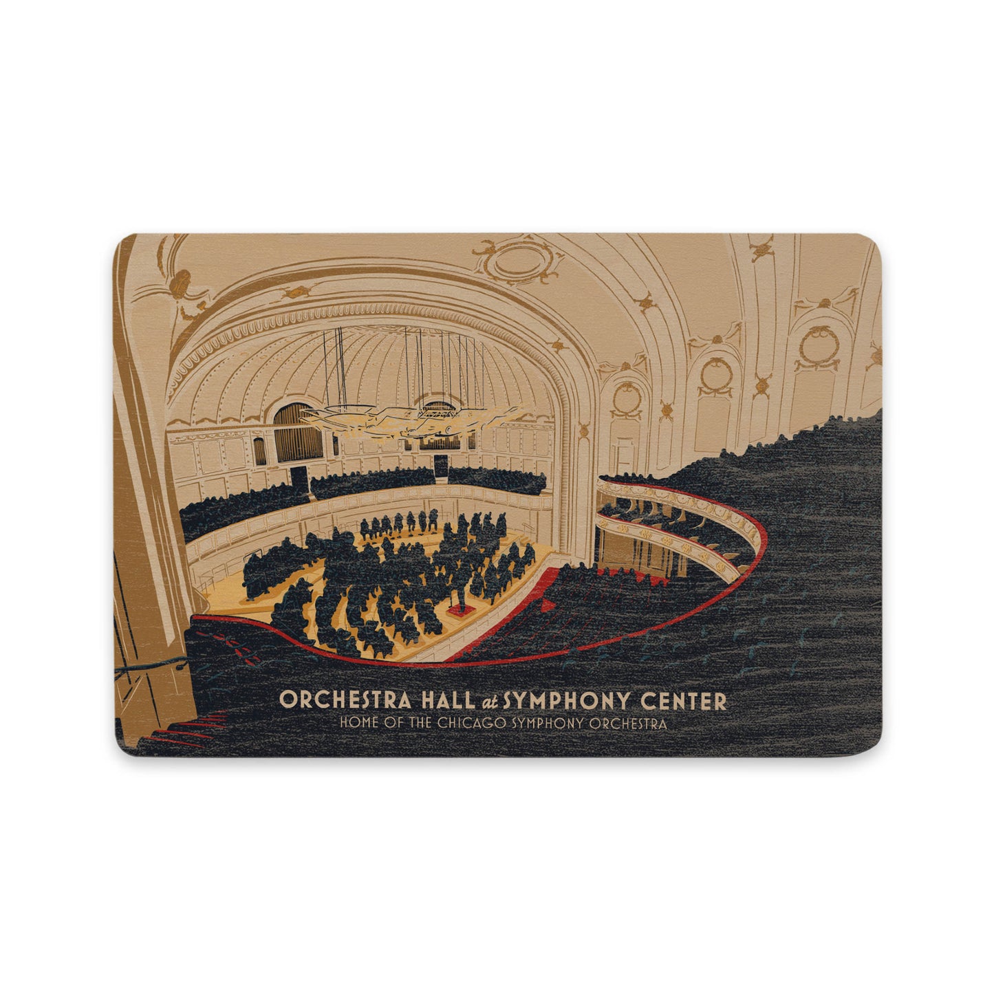 Orchestra Hall Wooden Postcard, Interior