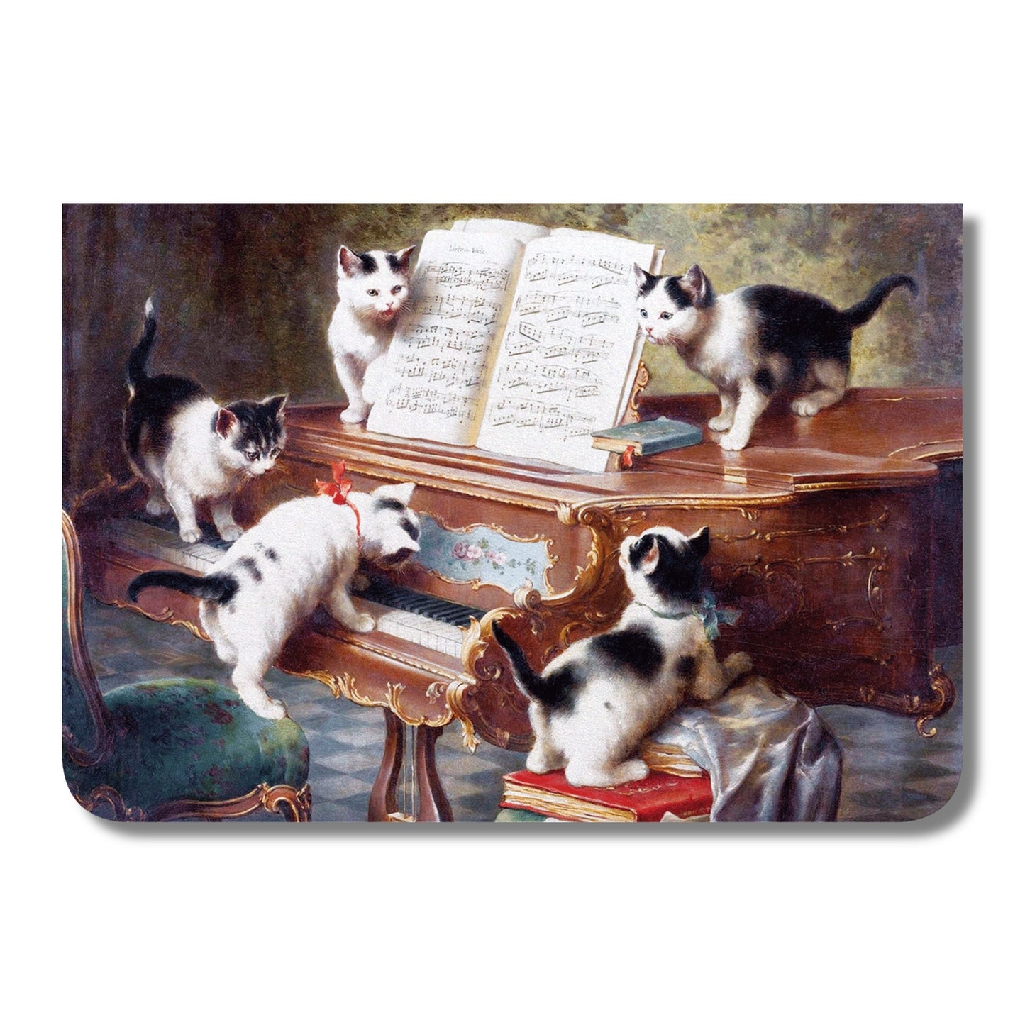 Blank Card — Kittens on an Ornate Piano