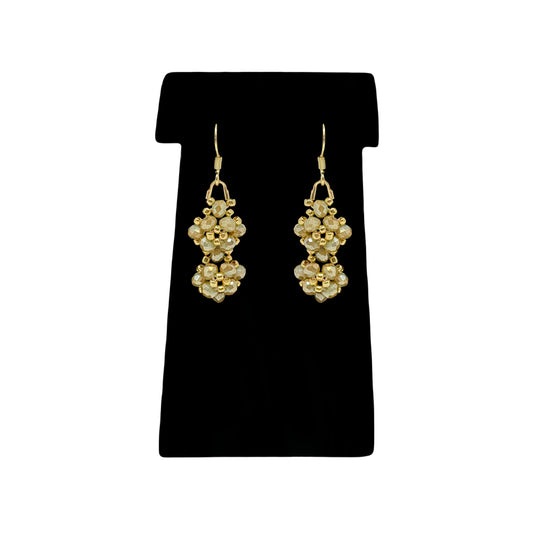Beadsong Jewelry Iridescent Double Crest Earrings, Gold