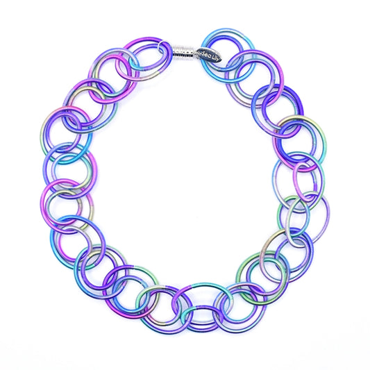 Piano Wire Large Loops Necklace, Multicolor