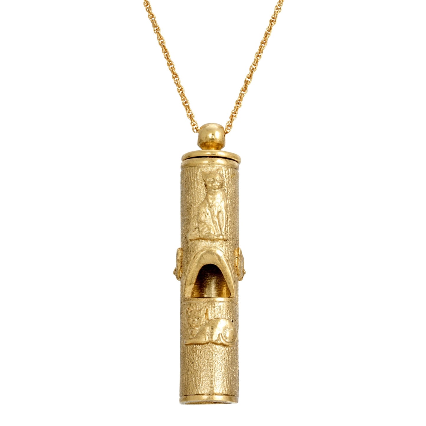 Antique Cat Whistle Necklace, Gold