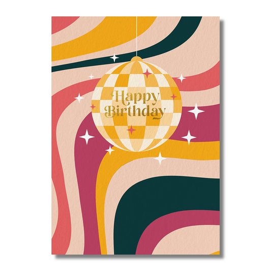 Birthday Card — Colorful Disco Ball