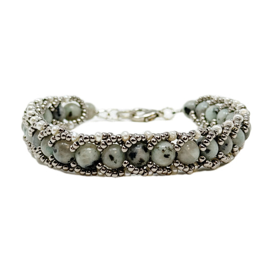 Beadsong Jewelry Flat Spiral Bracelet, Agate