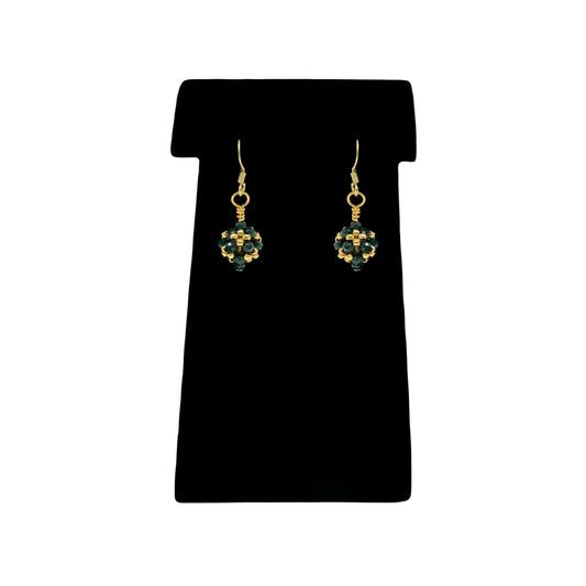Beadsong Jewelry Green Crystal Ball Earrings, Gold